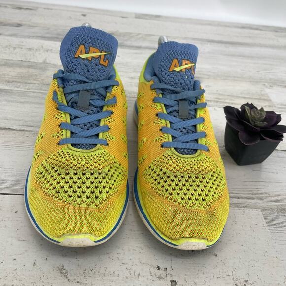 APL Techloom Pro Neon Yellow Lace Up Sneakers Athletic Running Size 8 - Picture 4 of 7